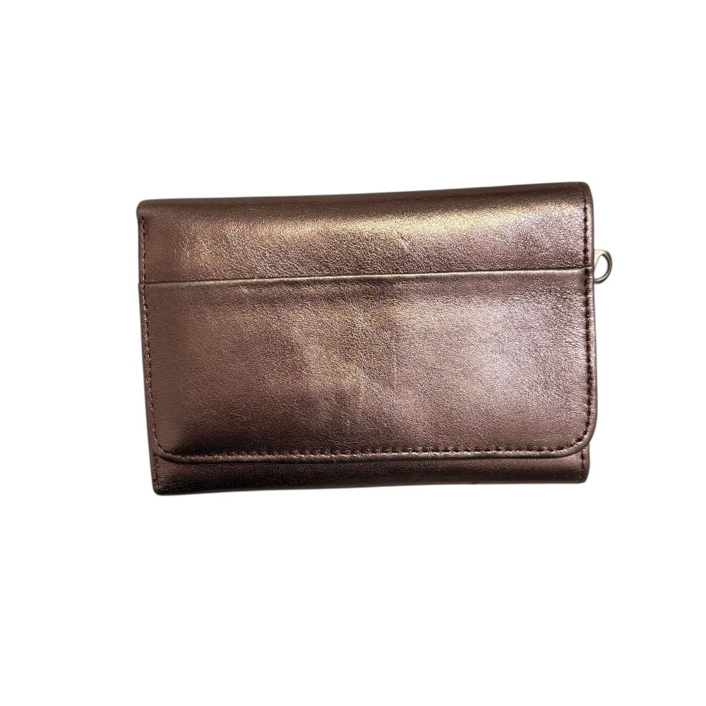 Hobo metallic brown bronze leather wallet